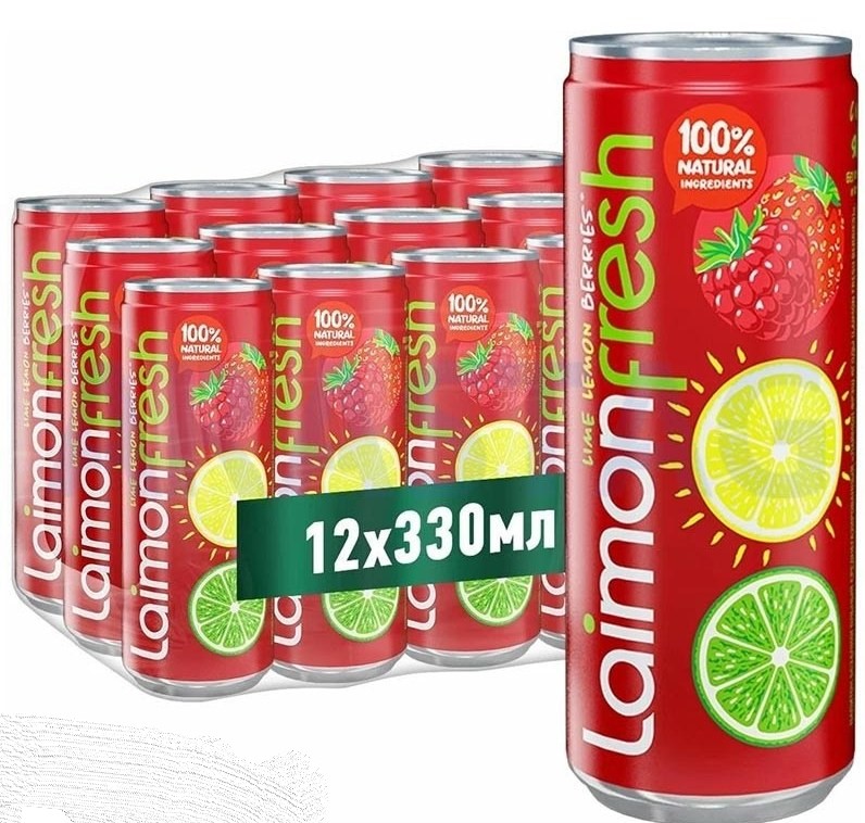 بسته 12 عددی نوشیدنی میوه های قرمز گازدار لایمون فرش laimon fresh